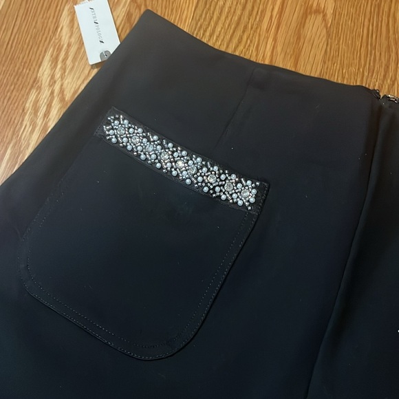 Anthropologie The Colette Cropped Wide-Leg Pants Rhinestone Ed Size 32 NWT - Picture 9 of 15